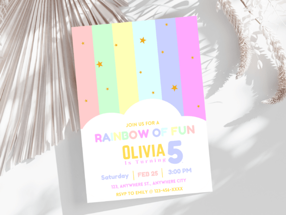 Download Rainbow Birthday Party Invitation Card - Card Collection