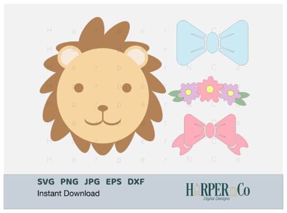 Download Lion SVG, Flower, Bow, Jungle, Safari - Premium Resources