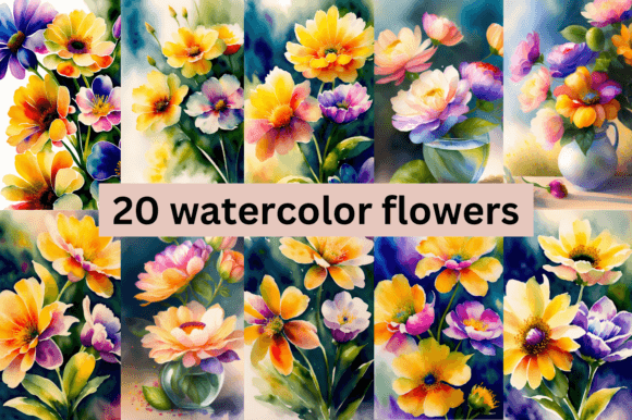 Download #2 Watercolor Flower Bundle - Watercolor flower bundle Collection