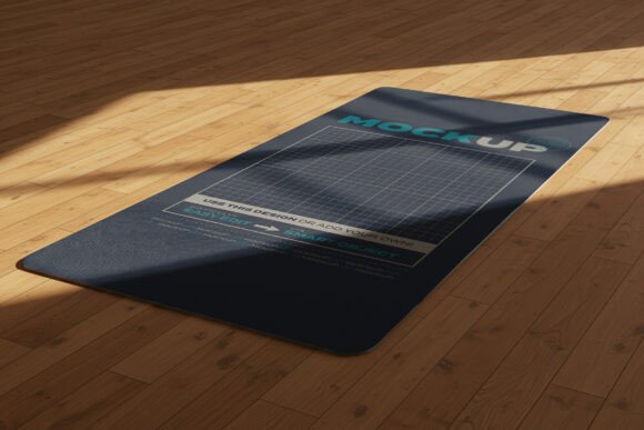 Download Yoga Mat on Wooden Floor Mockup - Floor mockup Collection