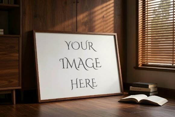 Download Blank Wooden Frame on the Floor Mockup - Floor mockup Collection